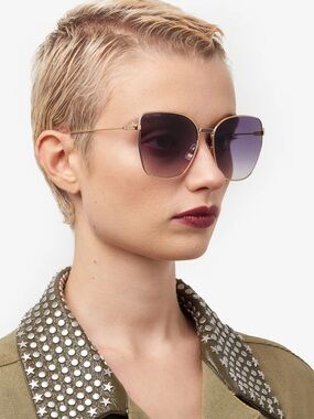 New Etro ETRO0021/S 0000UY Rose Gold Frame Gradient Blue Lens Sunglasses